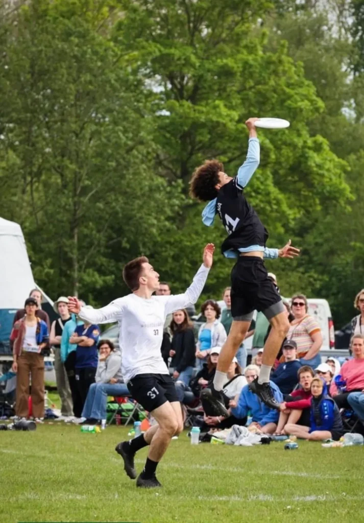 Male player skying another one